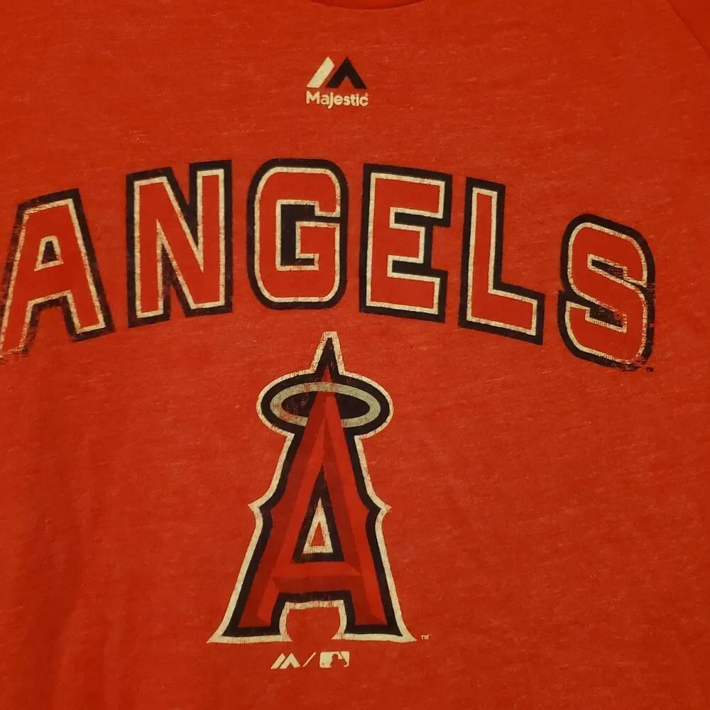 Majestic Los Angeles Angels MLB Youth L 14/16 Red 3/4 Sleeve Raglan T-Shirt - Picture 2 of 12